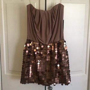 NWT Strapless Gold Sequin Dress